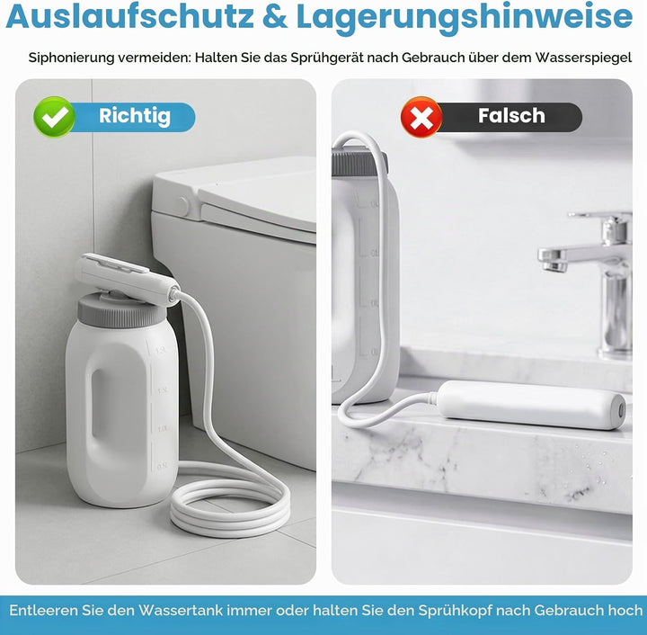 Tragbares Bidet-Sprühgerät Set mit 2,5L Wassertank Reise Bidet Mobiles Handbrause mit Wasserspeicher