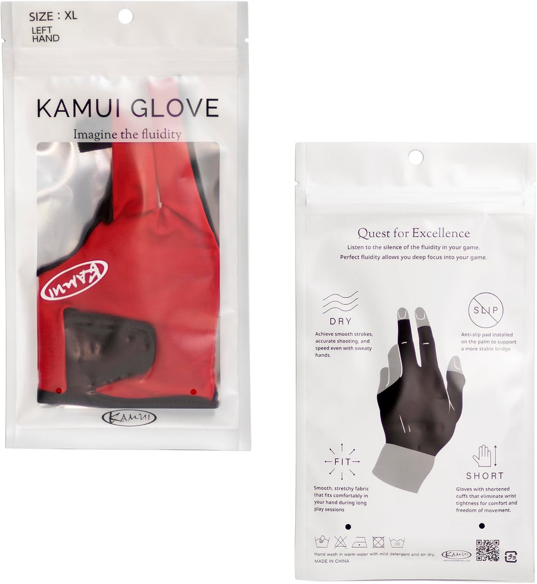 KAMUI Billardhandschuh QuickDry für linke Hand, Rot, M