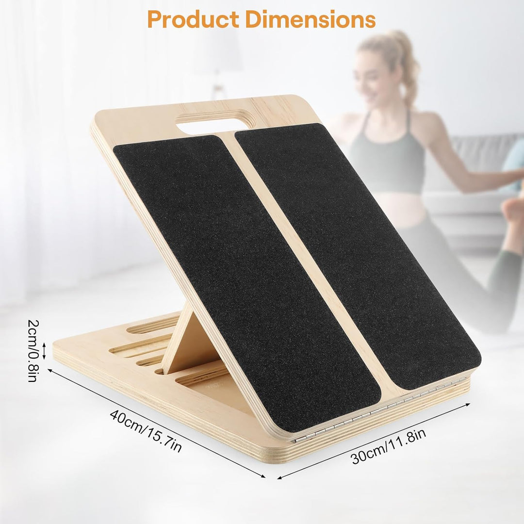 Balance Board aus Holz, Wadendehner aus Holz Einstellbarem, Rutschfestes Schrägbrett, Professionelle