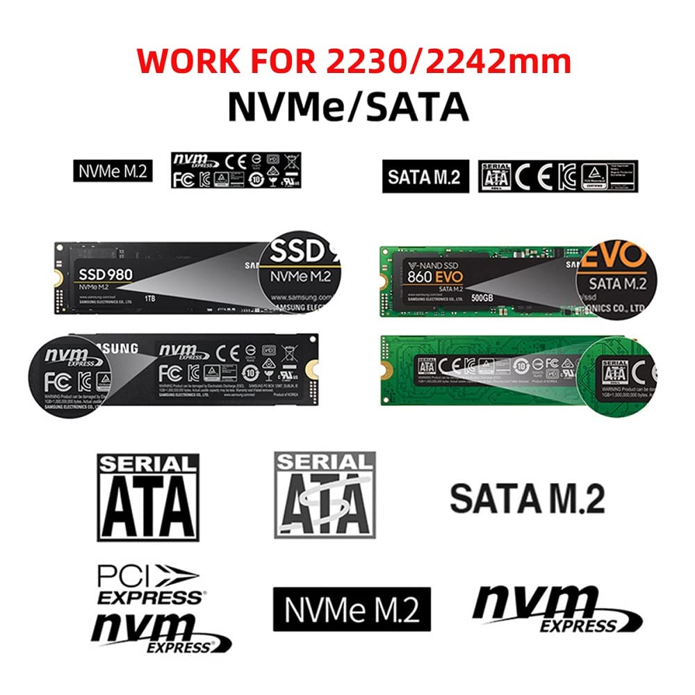 Cablecc Combo Typ-C & USB 3.0 zu NVME M-Key M.2 NGFF SATA SSD PCBA Gehäuse 2230/2242mm Adapter RTL92