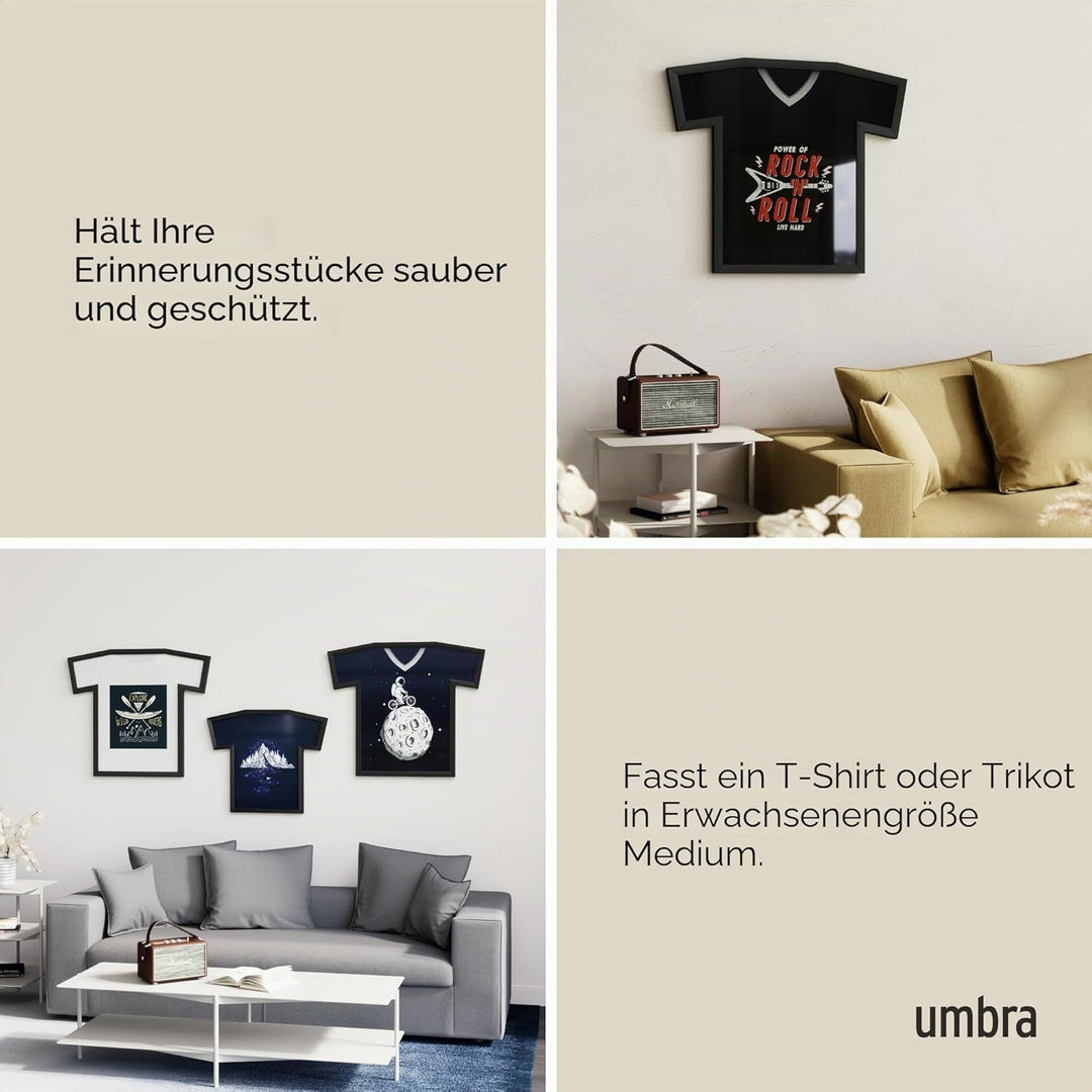 Umbra T-Frame Trikotrahmen - Bilderrahmen für T-Shirts und Fussballtrikots für Erwachsene bis Grösse