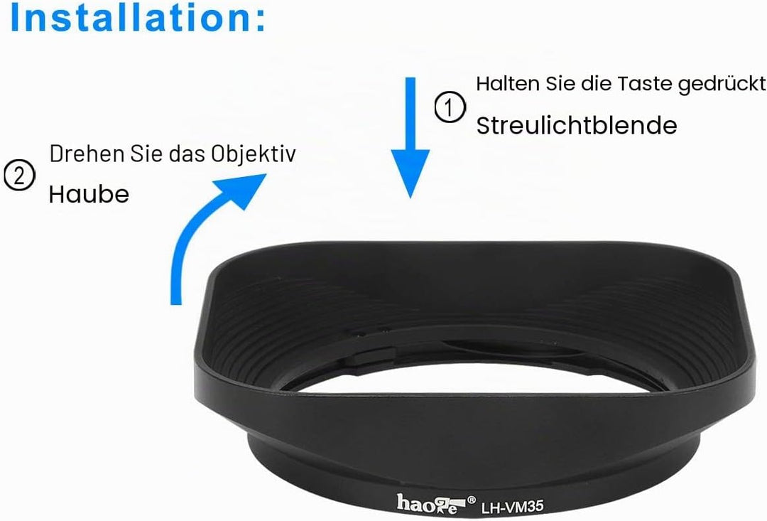 Haoge LH-VM35 Bajonett-Gegenlichtblende aus Metall, rechteckig, quadratisch, für Voigtlander Nokton