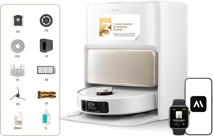 Mova V50 Ultra Complete Saugroboter mit Wischfunktion, Einer Saugkraft von 24.000 Pa, anhebbare Navi