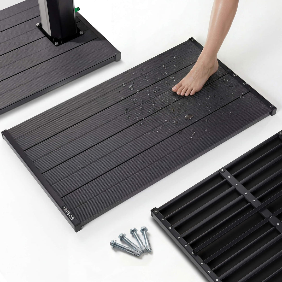 Arebos Bodenelement für Gartendusche & Solardusche | PVC Bodenplatte 101x57 cm | rutschfest & wasser