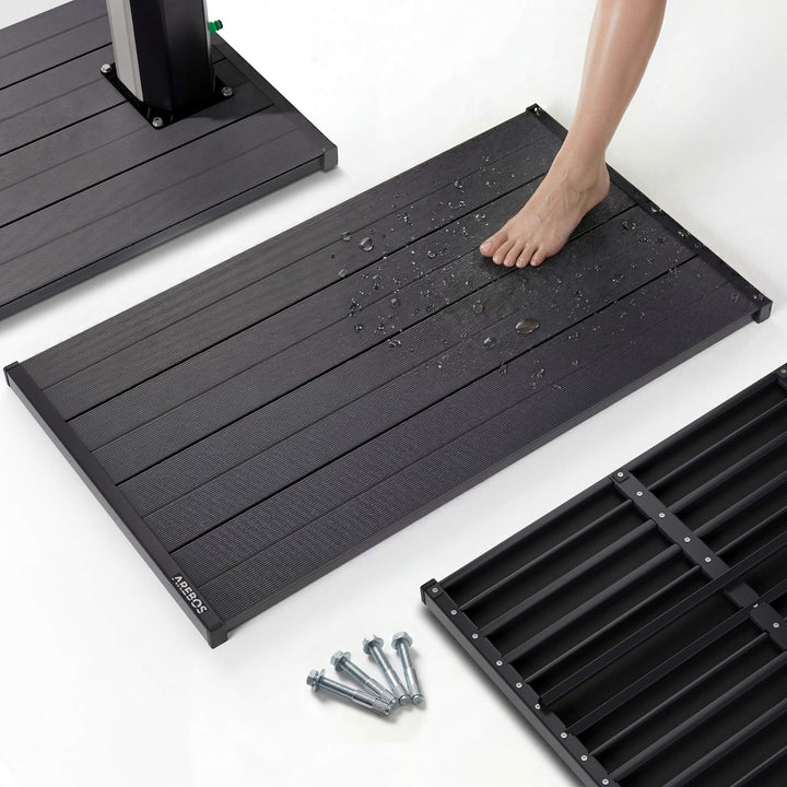 Arebos Bodenelement für Gartendusche & Solardusche | PVC Bodenplatte 101x57 cm | rutschfest & wasser