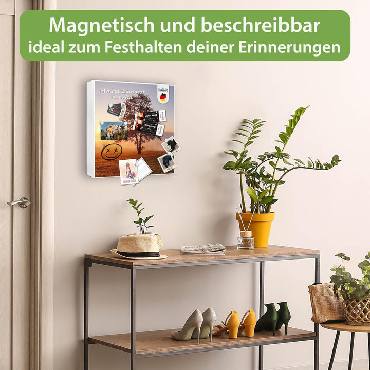 banjado® Grosser Schlüsselkasten Glas/Schlüsselbox 30cm x 30cm mit 50 Haken - Motiv Sonnenaufgang/Sc