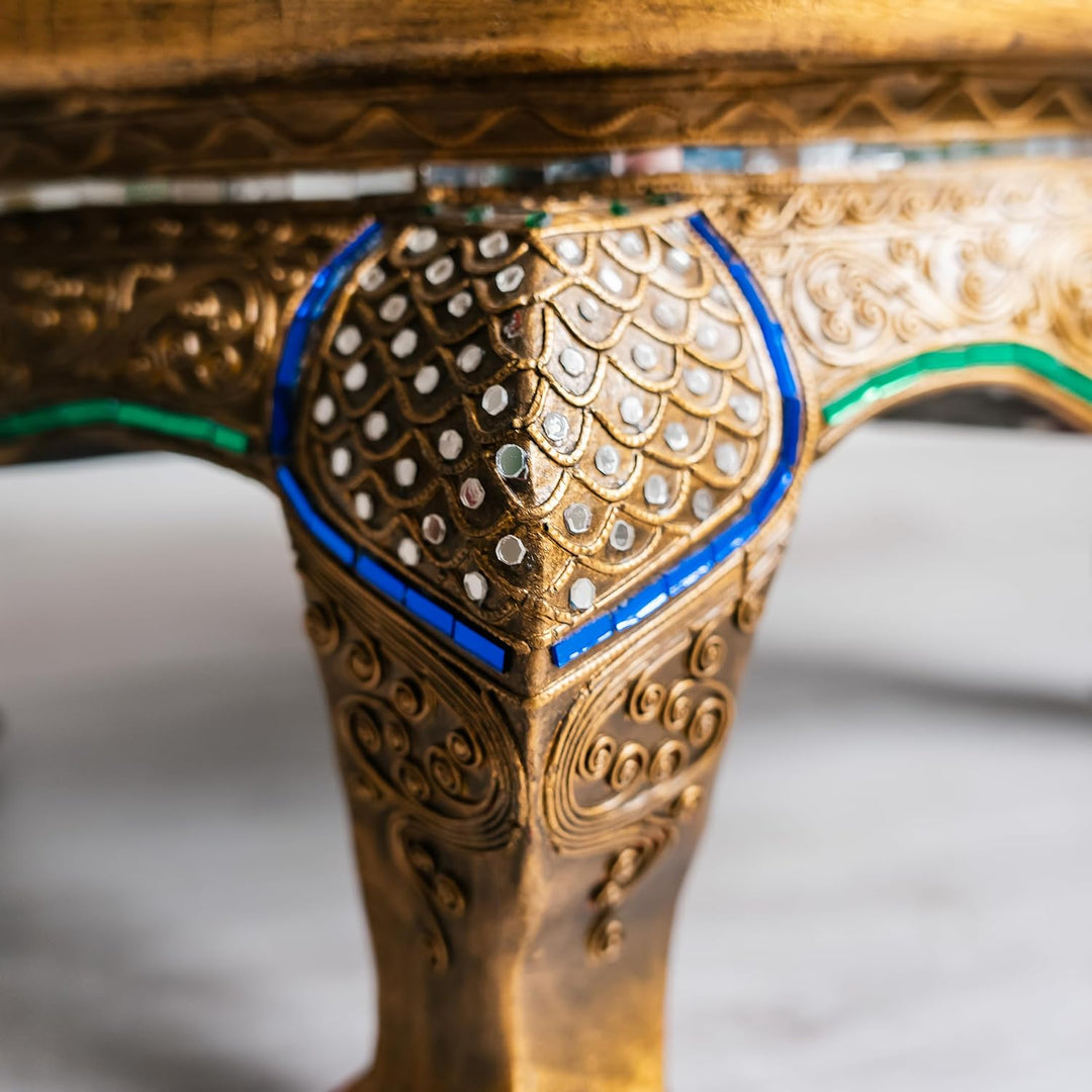 livasia Runder Opiumtisch, Beistelltisch, Glasmosaiktisch, Nachttisch, Hocker (grosser Tisch) 50cm D