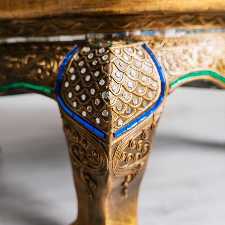 livasia Runder Opiumtisch, Beistelltisch, Glasmosaiktisch, Nachttisch, Hocker (grosser Tisch) 50cm D