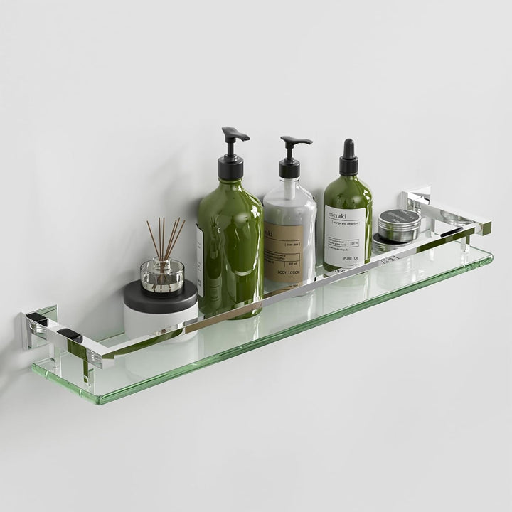 SAYAYO Duschablage Edelstahl, Duschregal Chrom Glasregal Badezimmer Regal Duschkorb Shampoo Halterun