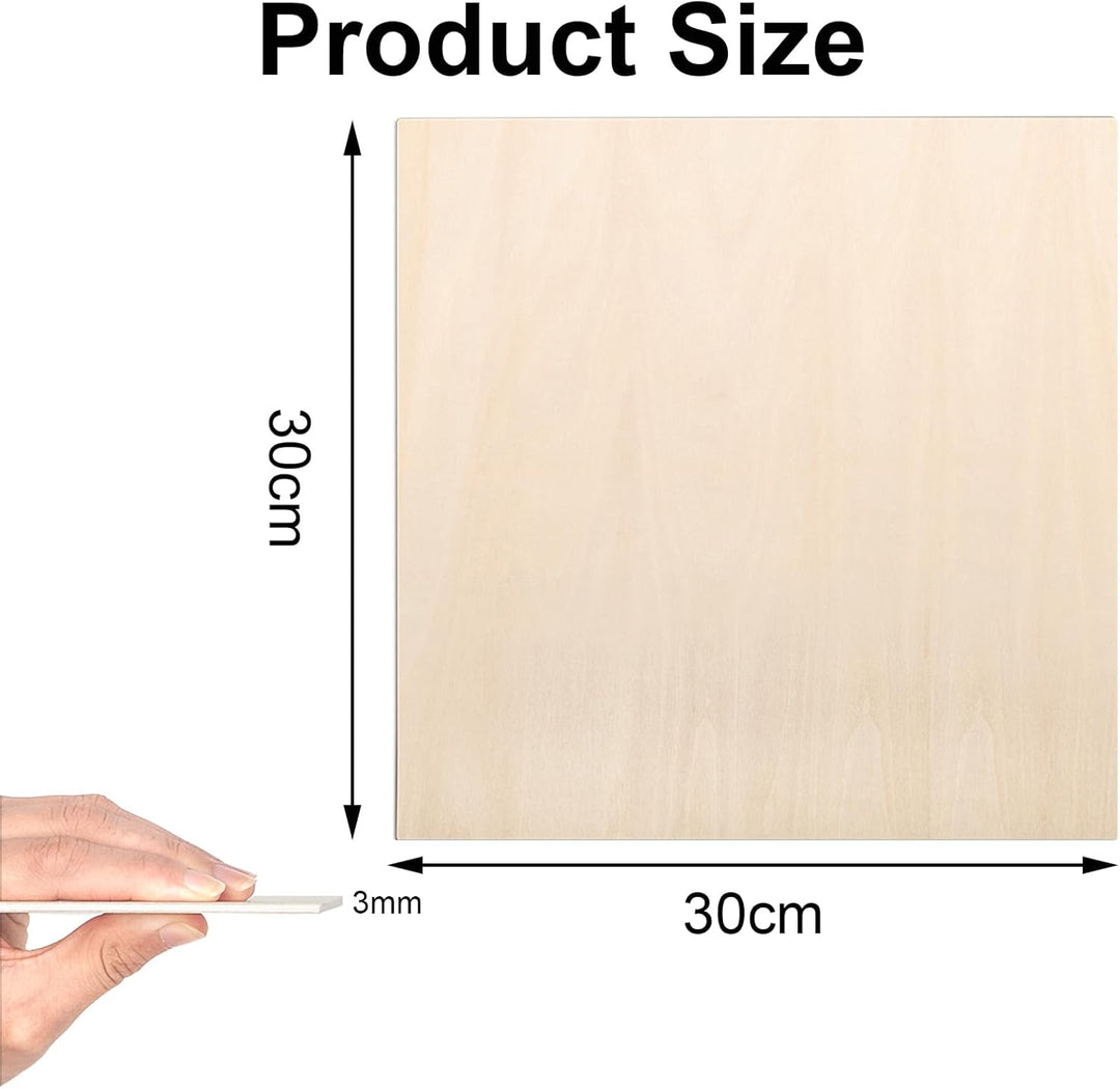 Linde Sperrholz 3mm, 30 x 30 cm, für DIY, Laserbearbeitung, Brandmalerei, Modellbau, Deko, Gemälde 3