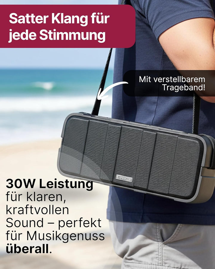 SCHWAIGER BS220 Bluetooth Lautsprecher Outdoor 30W Musikbox TWS tragbar stahlwasserfest robust IPX5