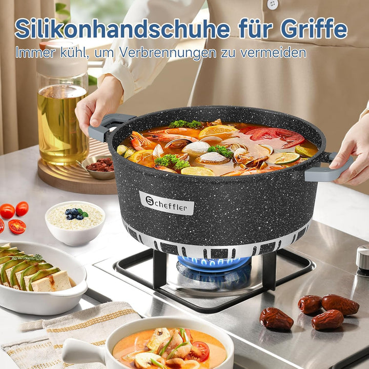 Scheffler Topf Induktions Kochtopf mit Deckel, Antihaftbeschichtung, 32cm/11L, für alle Herdarten, A