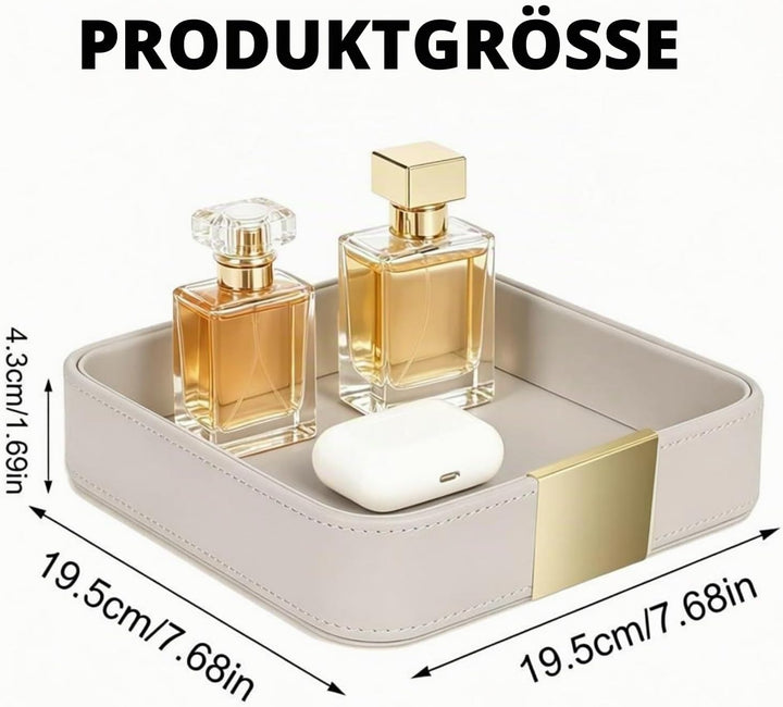 SANZIE Luxus-Leder-Schreibtisch-Aufbewahrung, kleiner Auffangbehälter, dekoratives Tablett für den E