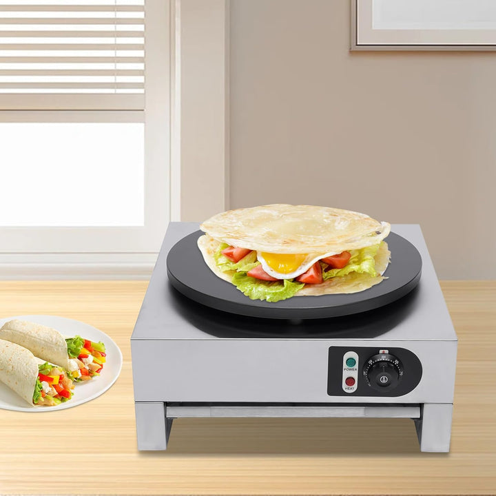 Loobiiny 3000W Crepes-Maker Crepesgerät Edelstahl Elektro Crepes Crepesplatte Crepe Crepespfanne Pan