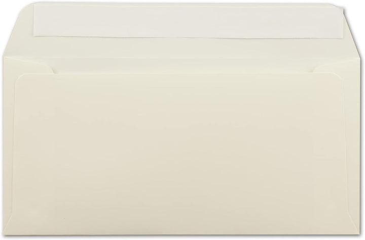 300x Briefumschläge DIN Lang - 11 x 22 cm - Haftklebung - Farbe: Creme - 90 Gramm pro m² - ohne Fens