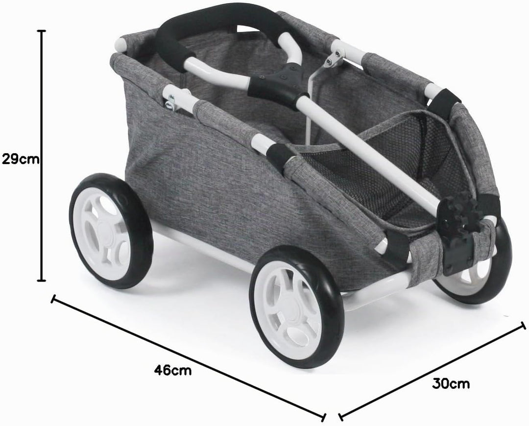 Bayer Chic 2000 660-76 Ziehwagen Skipper, Kleiner Bollerwagen für Teddys und Puppen, Jeans grau, 46