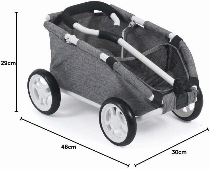 Bayer Chic 2000 660-76 Ziehwagen Skipper, Kleiner Bollerwagen für Teddys und Puppen, Jeans grau, 46