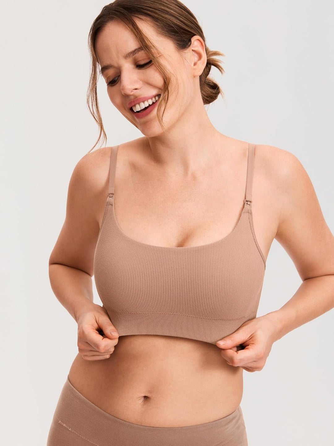 MOMANDA Damen Still BH ohne Bügel Soft Gepolstert Gerippt Schwangerschafts BHS Schlaf Bequemer S Kie