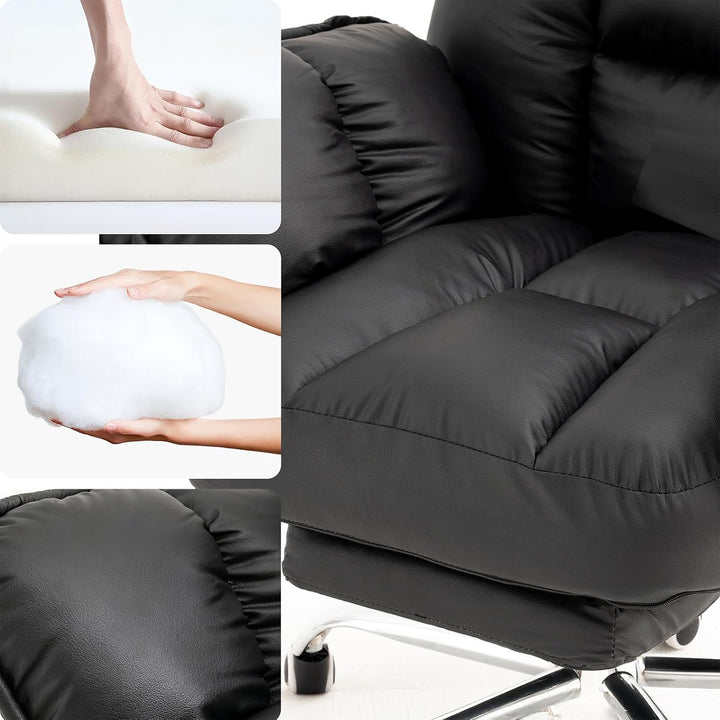 Bürostuhl Ergonomisch mit Fussstütze, Komfort im Sofa-Stil, Weiche Armlehnen, Strapazierfähiges Kuns