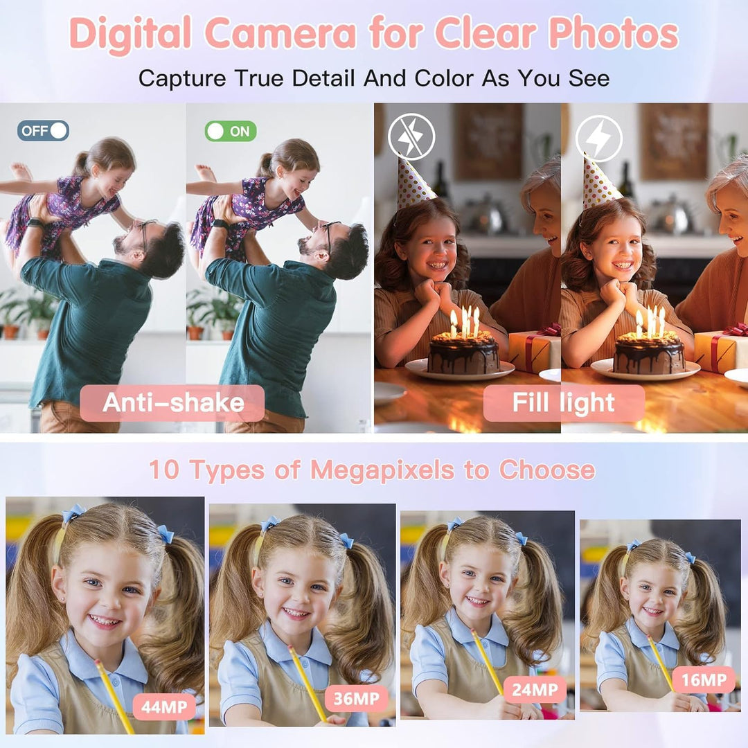 CAMKORY Digitalkamera Fotokamera FHD 1080P 44MP Kompaktkamera 16X Digitalzoom Fotoapparat Digitalkam