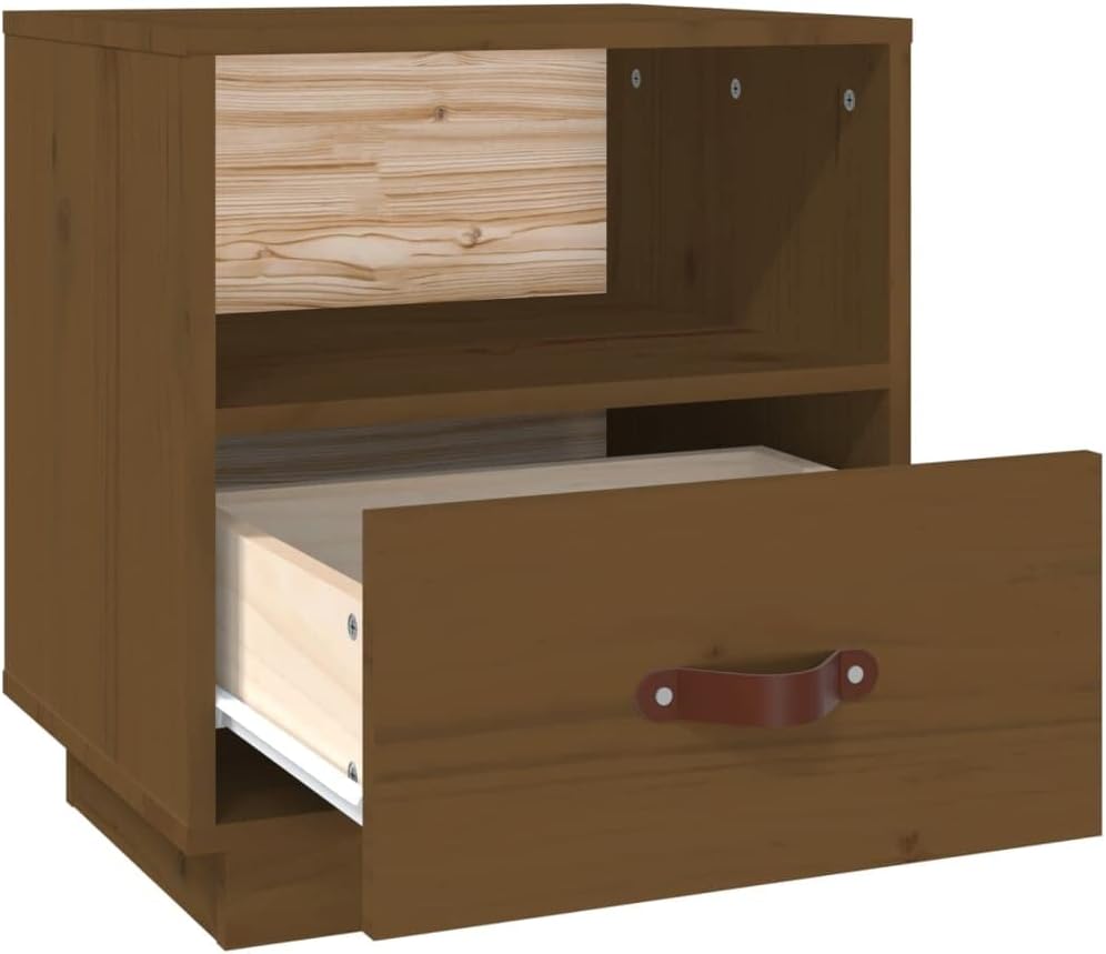 Bedside Table Nachtkonsole Beistelltisch mit Stauraum Night Stand Nachttisch Honigbraun 40x34x45 cm