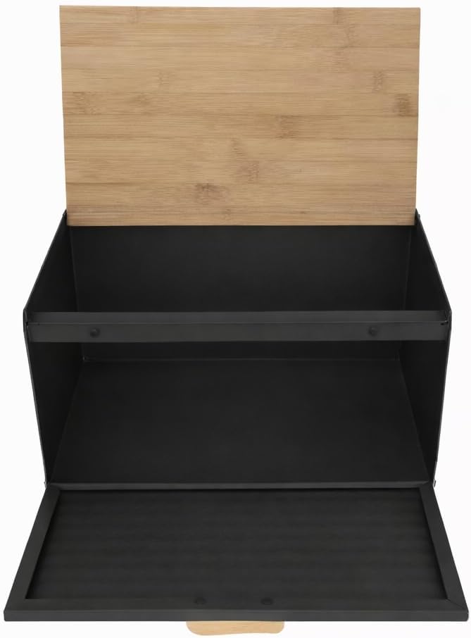 Brotkästen mit Deckel,Brotaufbewahrungsbox, Schneidebrett aus Bambus, Brotkasten aus Metall, Brot un