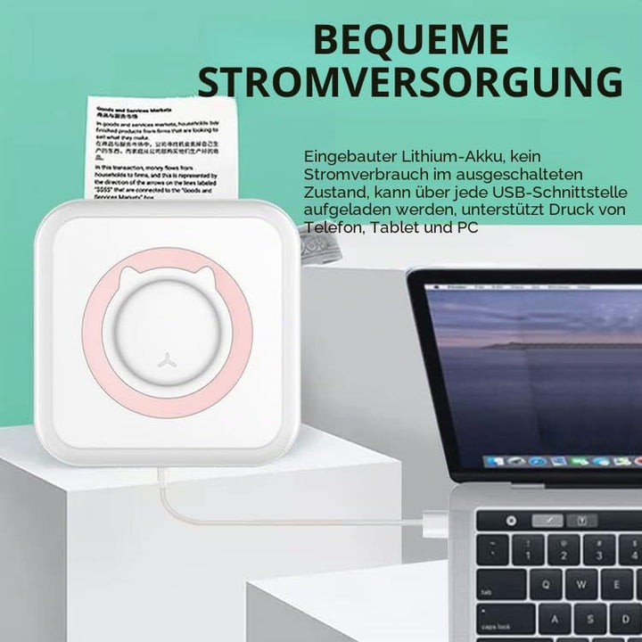 WANGCL Mini-Drucker, tragbarer Taschendrucker, tintenloser Fotodrucker mit 13 Rollen, Druckerpapier