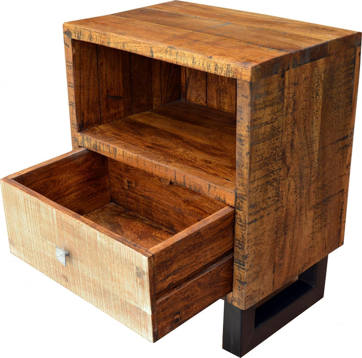 GURU SHOP Beistellschrank, Nachtschränkchen, Beistelltisch mit Ablage - Modell 5, Braun, 60x50x34 cm
