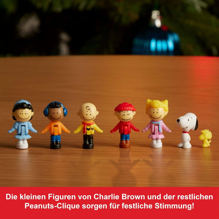 Polly Pocket x Peanuts Sammler-Schatulle, Minipuppen und Spielset, 7 thematische Zubehörteile, 4 sym