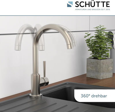 SCHÜTTE 79126 Küchenarmatur CORNWALL, 360 Grad schwenkbarer Wasserhahn Küche, Mischbatterie für die