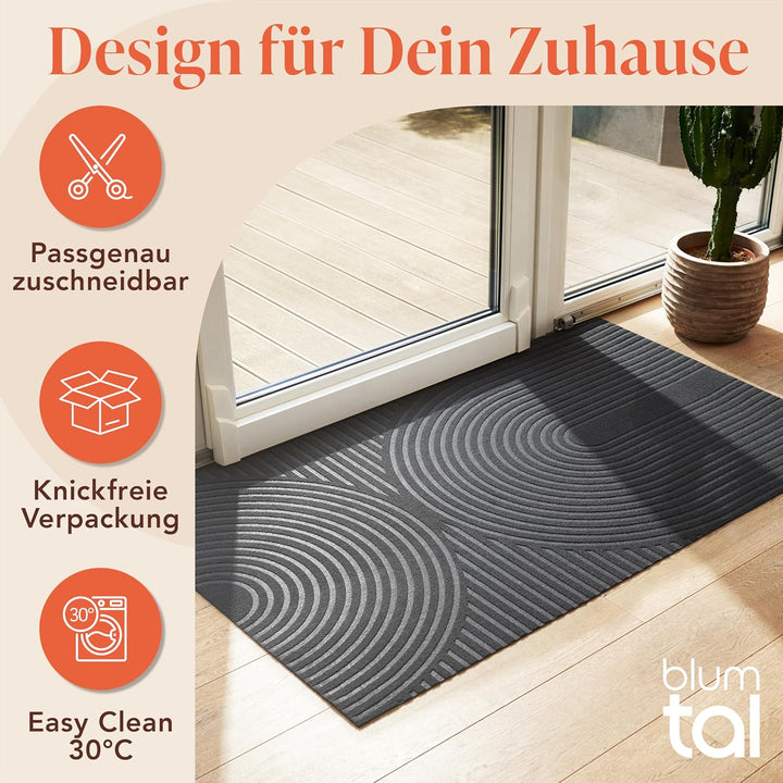 Blumtal Fussmatte 60x90 cm - rutschfeste Schmutzfangmatte - Fussabtreter mit Muster - Fussmatten Hau