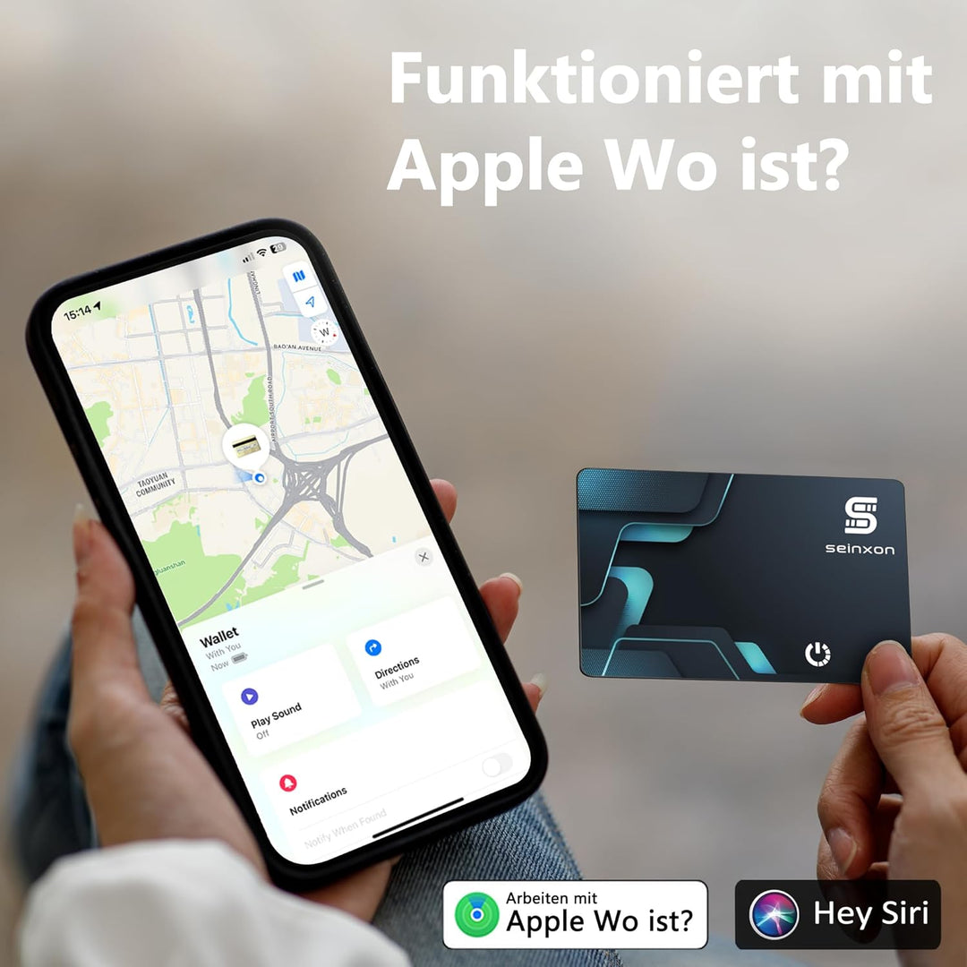 Brieftaschen-Finder, RFID-blockierende Karte, wiederaufladbar, IP68, Artikel-Tracker, funktioniert m