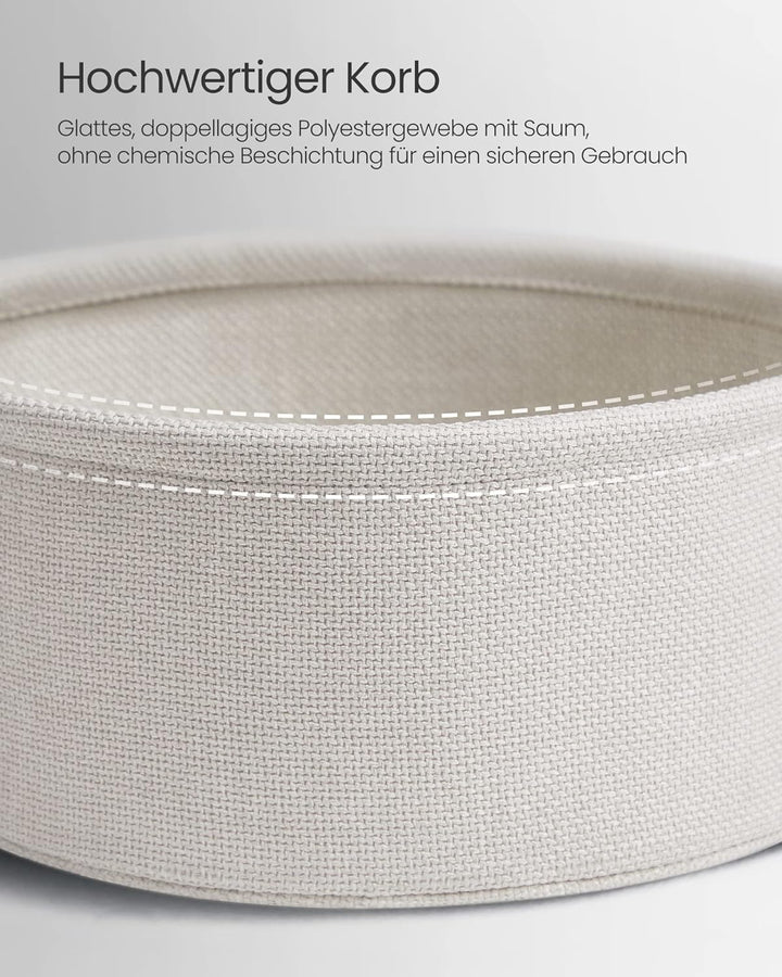 VASAGLE Beistelltisch rund, Kleiner Tisch, Couchtisch klein, Wohnzimmertisch, Korb aus Stoff, Staura