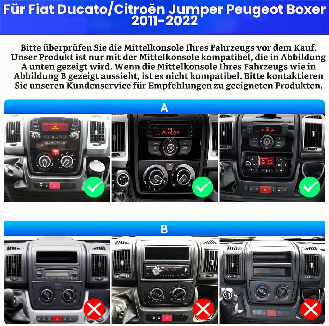 Radio für FIAT Ducato/Citroën Jumper/Peugeot Boxer 2011-2022 Android 15 2+64G mit Wireless CarPlay A