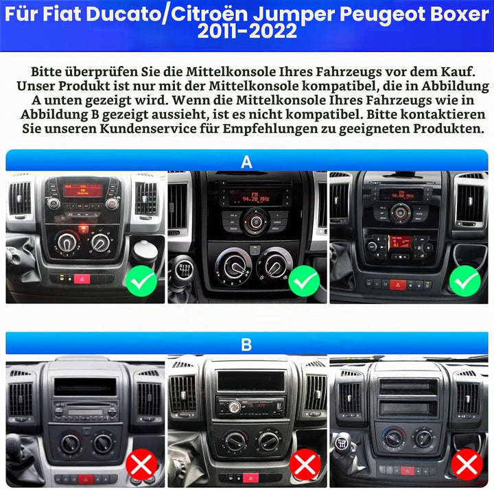 Radio für FIAT Ducato/Citroën Jumper/Peugeot Boxer 2011-2022 Android 15 2+64G mit Wireless CarPlay A