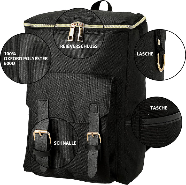 Cepewa Thermorucksack | schwarz Polyester 600D 28x41x14cm | Fassungsvermögen 20L | Isolierter Rucksa