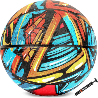 AND1 Supreme Grip Rubber Basketball & Pump Bundle- Official Size 7 (29.5”) Streetball, Made for Indo