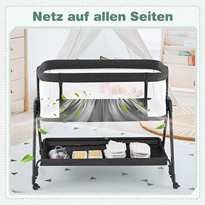 FANTASK 2 in 1 Babybett & Stubenwagen klappbar, tragbare Beistellbett mit 7 verstellbaren Höhen & Ma