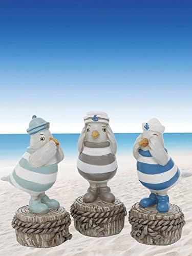 Pommerntraum ® | 3-ER Set! WohnDekoration Dekorationsfiguren Kantenhocker 3 Möwen Seemöwen Vögel - N