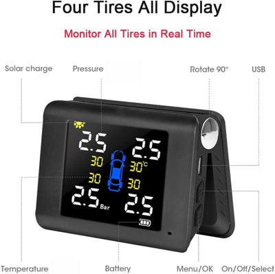 Riloer Auto-Reifendrucküberwachungssystem, drahtlose TPMS-Verbindung, mit 4 externen Sensoren, gross