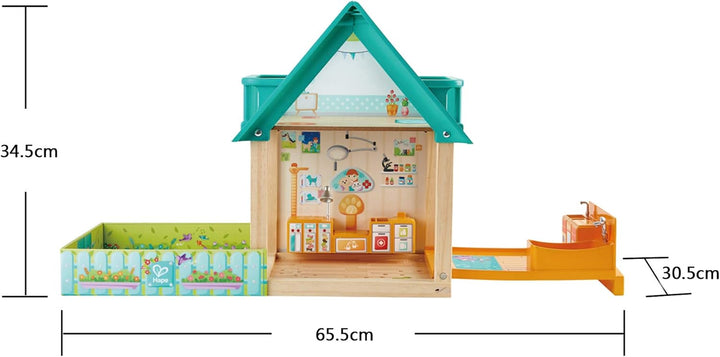 Hape Tierarzt-Set Haus mit Figuren und Tierarztpraxis 30-teilig, ab 3 Jahren