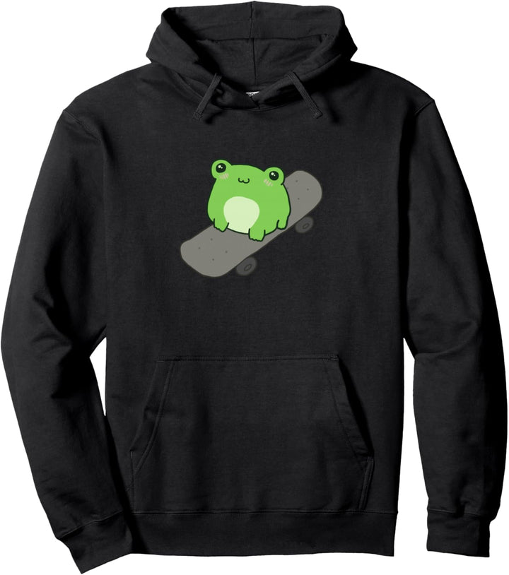 Netter Frosch auf Skateboard - Kawaii Ästhetischer Frosch Pullover Hoodie