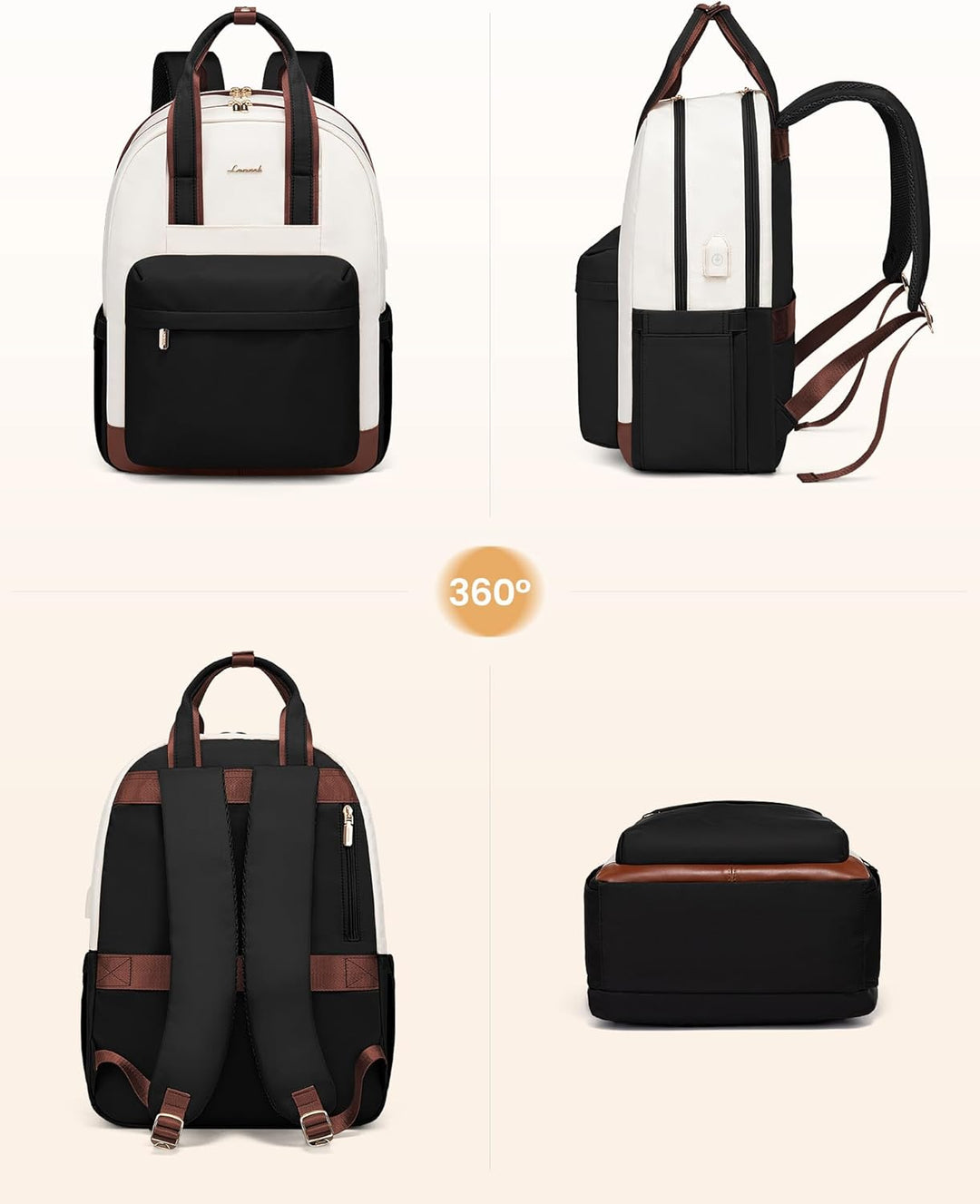 LOVEVOOK Rucksack Damen Gross, 17,3 Zoll Laptop Schultasche Mädchen mit Laptopfach, Wasserdicht Reis