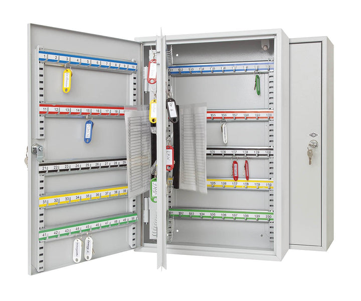 Wedo 10272037X Schlüsselschrank für 200 Haken, pulverbeschichtetes Stahlblech 38 x 14 x 55 cm, Siche