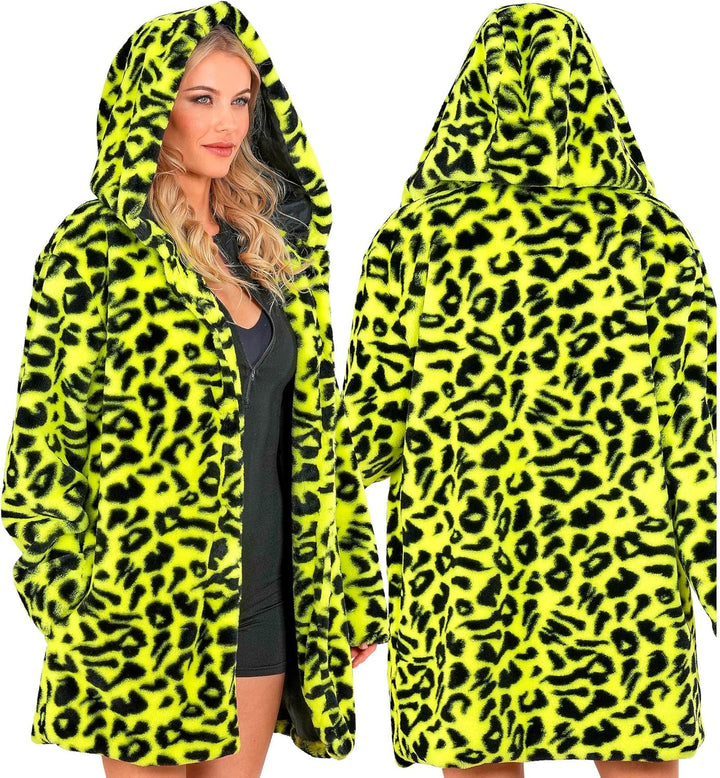 W WIDMANN MILANO Party Fashion - Leo Mantel für Damen & Herren, Kunstfell mit Kapuze, Plüschjacke, K