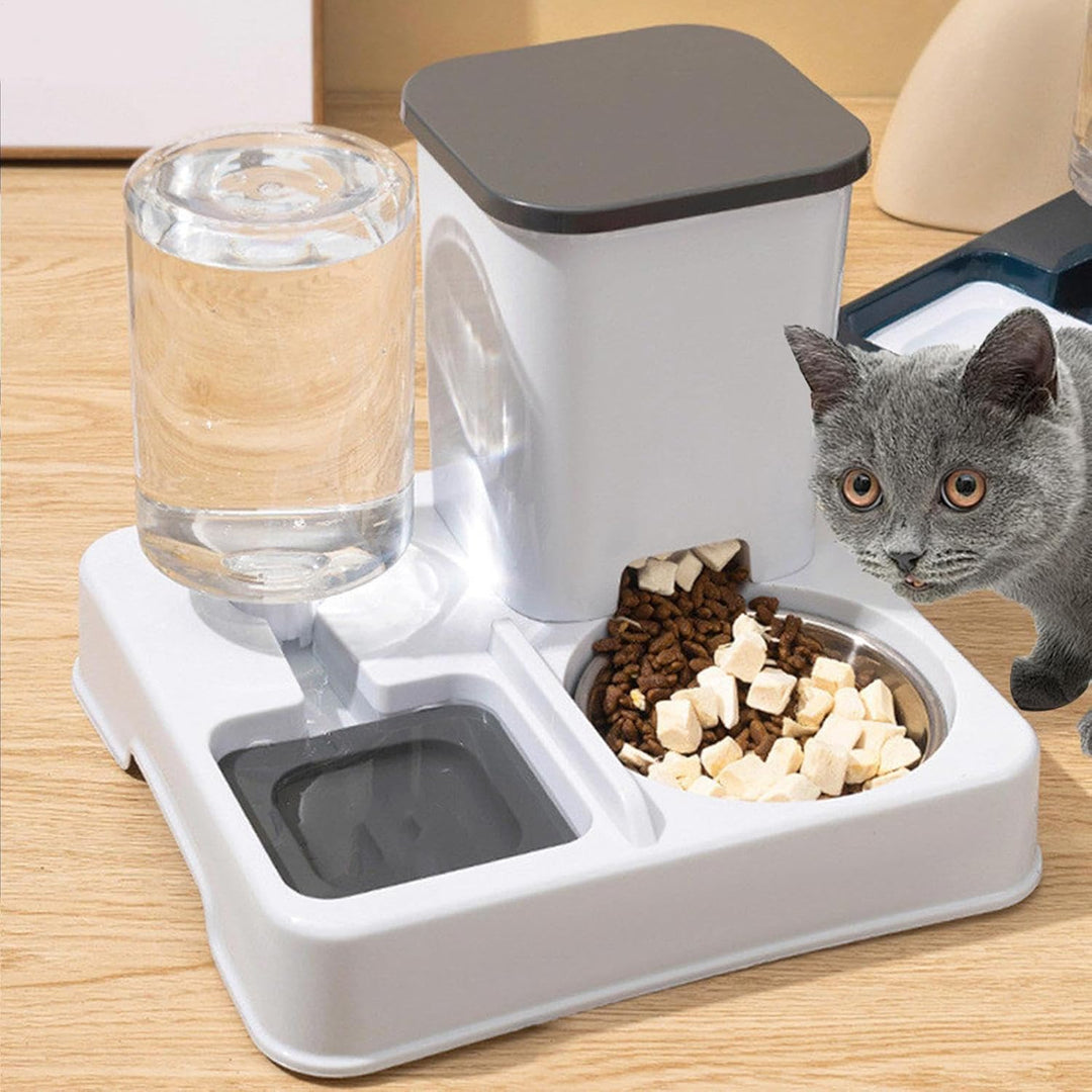 Wasser- Und Futterspender, Automatischer 2-in-1 Futterautomat Katze, rutschfeste Automatische Trinkf