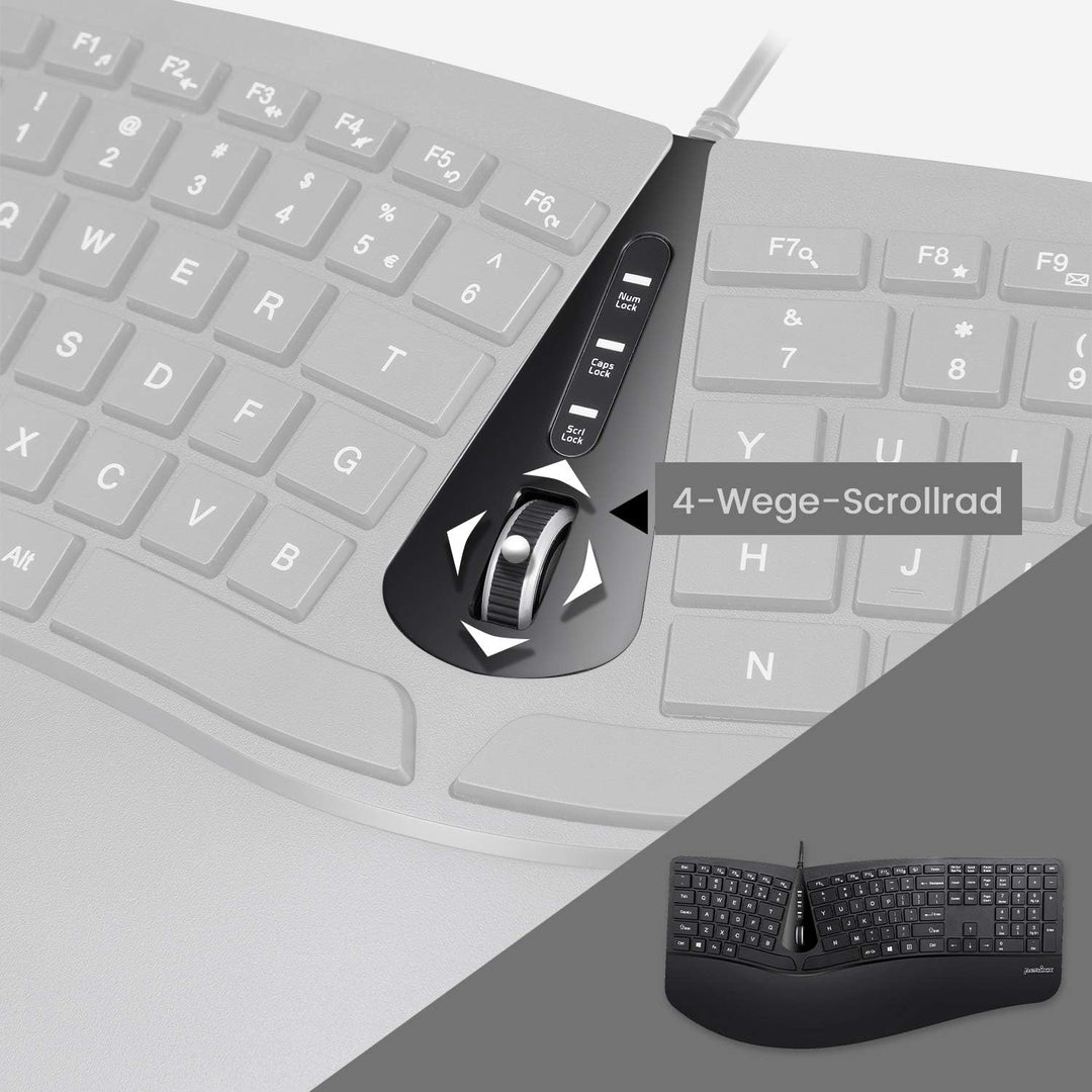 Perixx Periduo-505, Ergonomische Tastatur und Vertikale Maus Desktop Set, Geteiltes Tastenfeld, 4-We