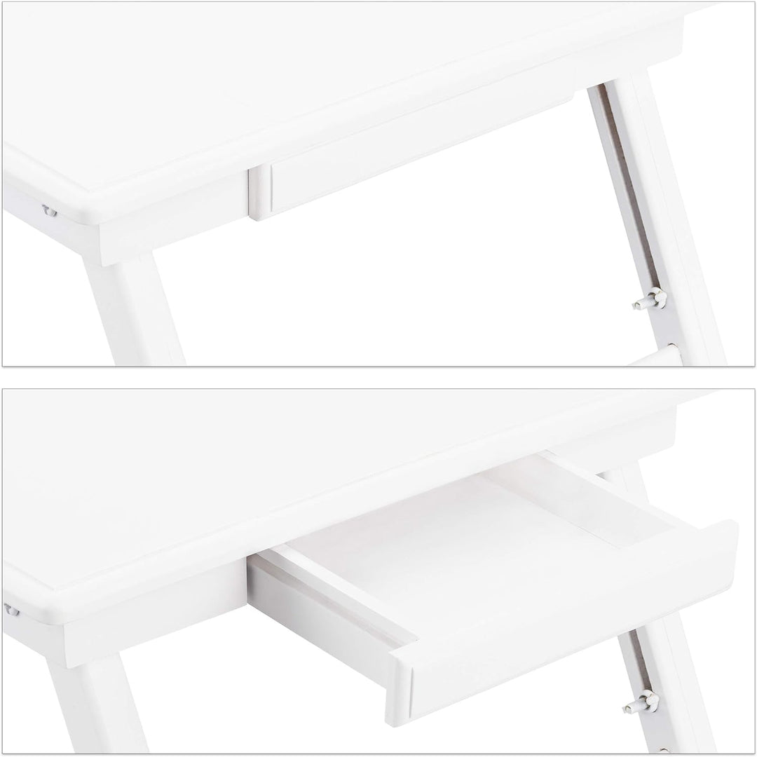 Relaxdays Bambus Laptoptisch, höhenverstellbarer Laptopständer für Bett und Sofa, mit Schublade, HBT