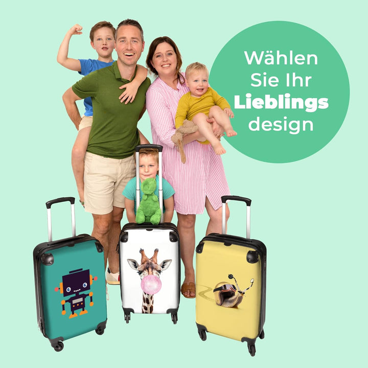 NoBoringSuitcases.com® Kinderkoffer Mädchen Reisekoffer mit Rollen Handgepäck Koffer Giraffe - Kaugu