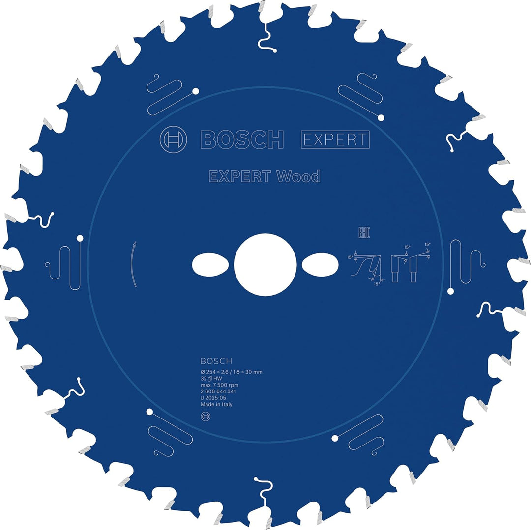 Bosch Professional 1x Kreissägeblatt Expert for Wood (Holz, Sägeblatt Ø 254 x 30 x 2,6 mm, Zähne 32,